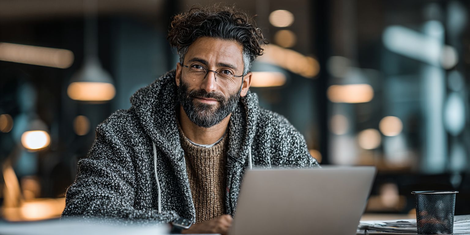 A confident man plays casino games on a laptop in BGD33